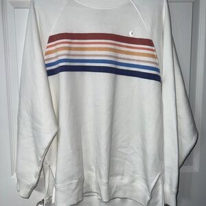 American Eagle Outfitters White Sweater with Striped Design